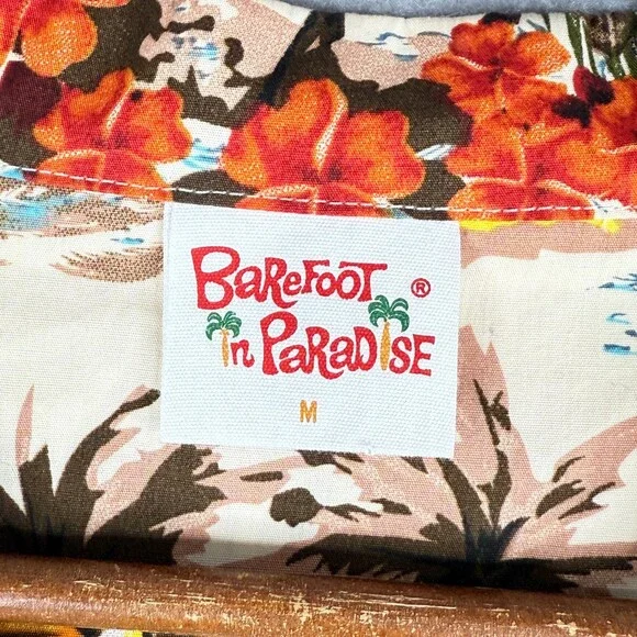 Barefoot In Paradise Shirt Adult Medium Floral Toucan Hawaiian Camp Tropical Men - Picture 4 of 12